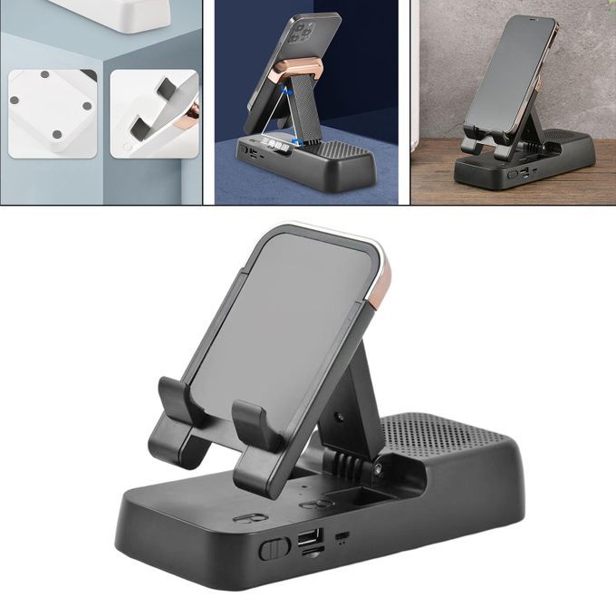 Cell Phone Stand Stable Hands Free BT 5.0 Rechargeable For Phone Black