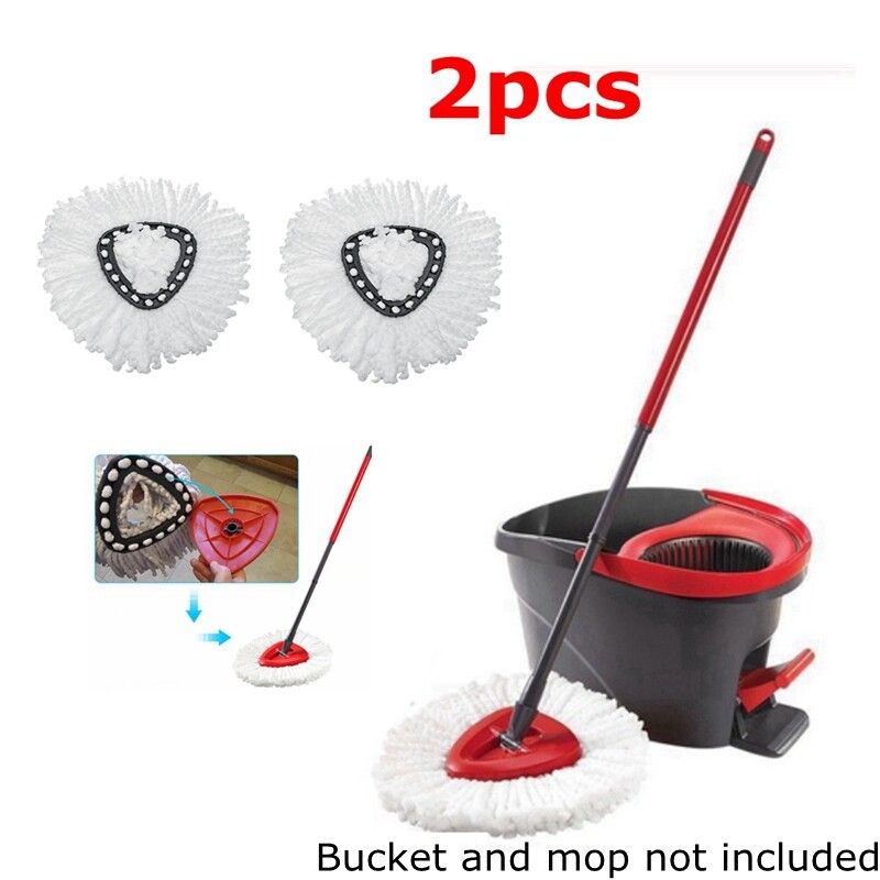 2PCS Microfiber Replacement Mop Head For Spin Mop 360° Rotating Spin Mop For Vileda And O-Cedar Steam Mops. White
