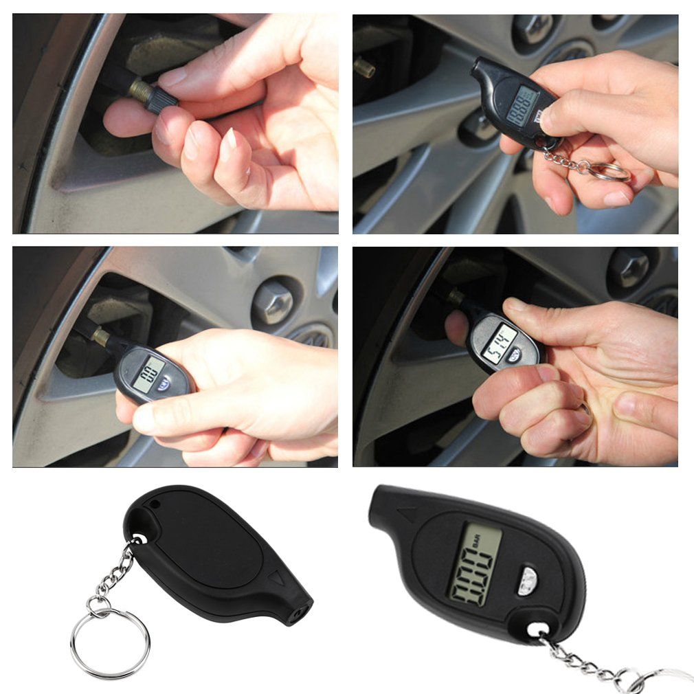 Portable Mini LCD Digital Tire Tyre Air Pressure Gauge Tester Keychain Designs