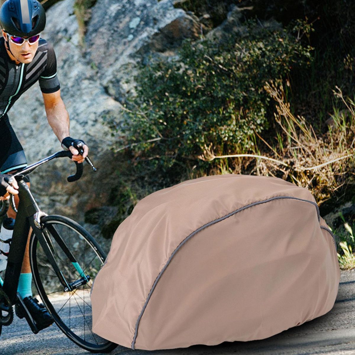 Waterproof Bike  Cover Reflective Strip Cycling  Khaki