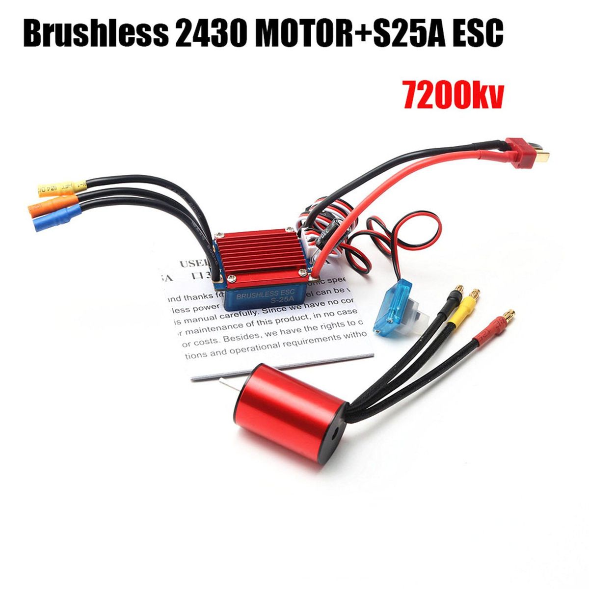 S2430 7200KV Brushless Motor 4P Sensorless 25A Brushless ESC Electric Speed Controller for 1/16 1/18 RC Car Truck