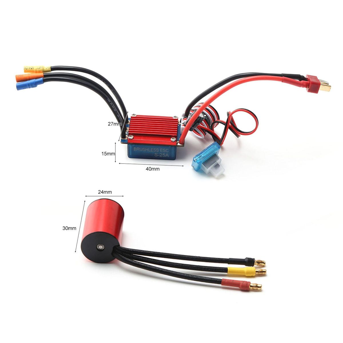 S2430 7200KV Brushless Motor 4P Sensorless 25A Brushless ESC Electric Speed Controller for 1/16 1/18 RC Car Truck