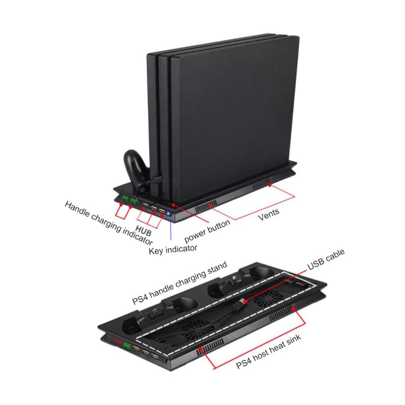 Vertical Stand With Cooling Fan For Ps4 Slim/pro/regular 4