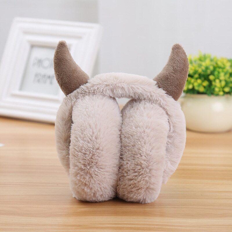 Winter Furry Earmuff Women Horns Headband Earmuff Warmer Mu