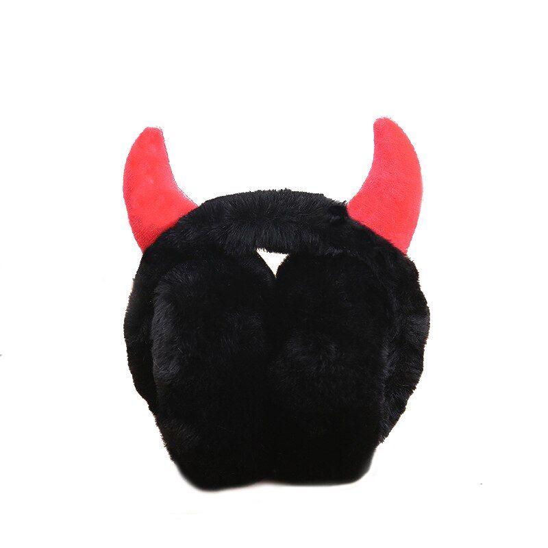 Winter Furry Earmuff Women Horns Headband Earmuff Warmer Mu