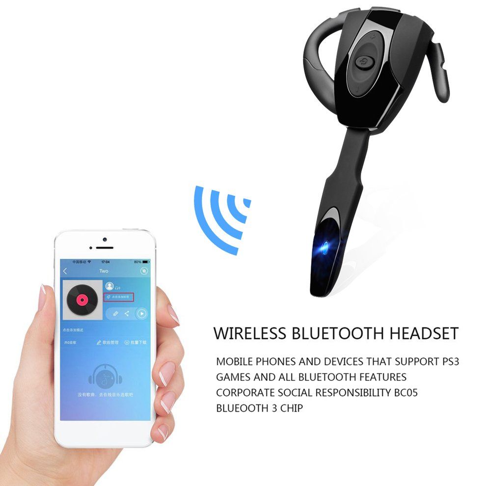 New Stereo Earphone Wireless Game Headset Headphone For Sony PS3-black