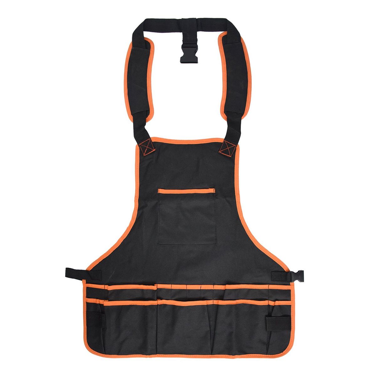 Cooking Bib Large Capacity Pockets Work Apron Orange