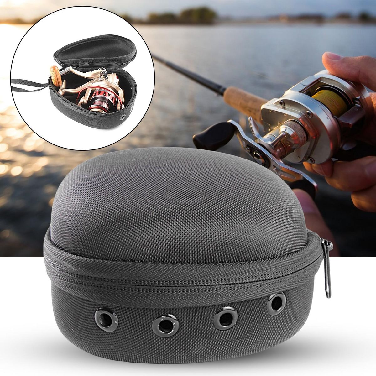 Spinning Reel Case Fishing Reel Pack Protective Case Cover Angling Tool Black