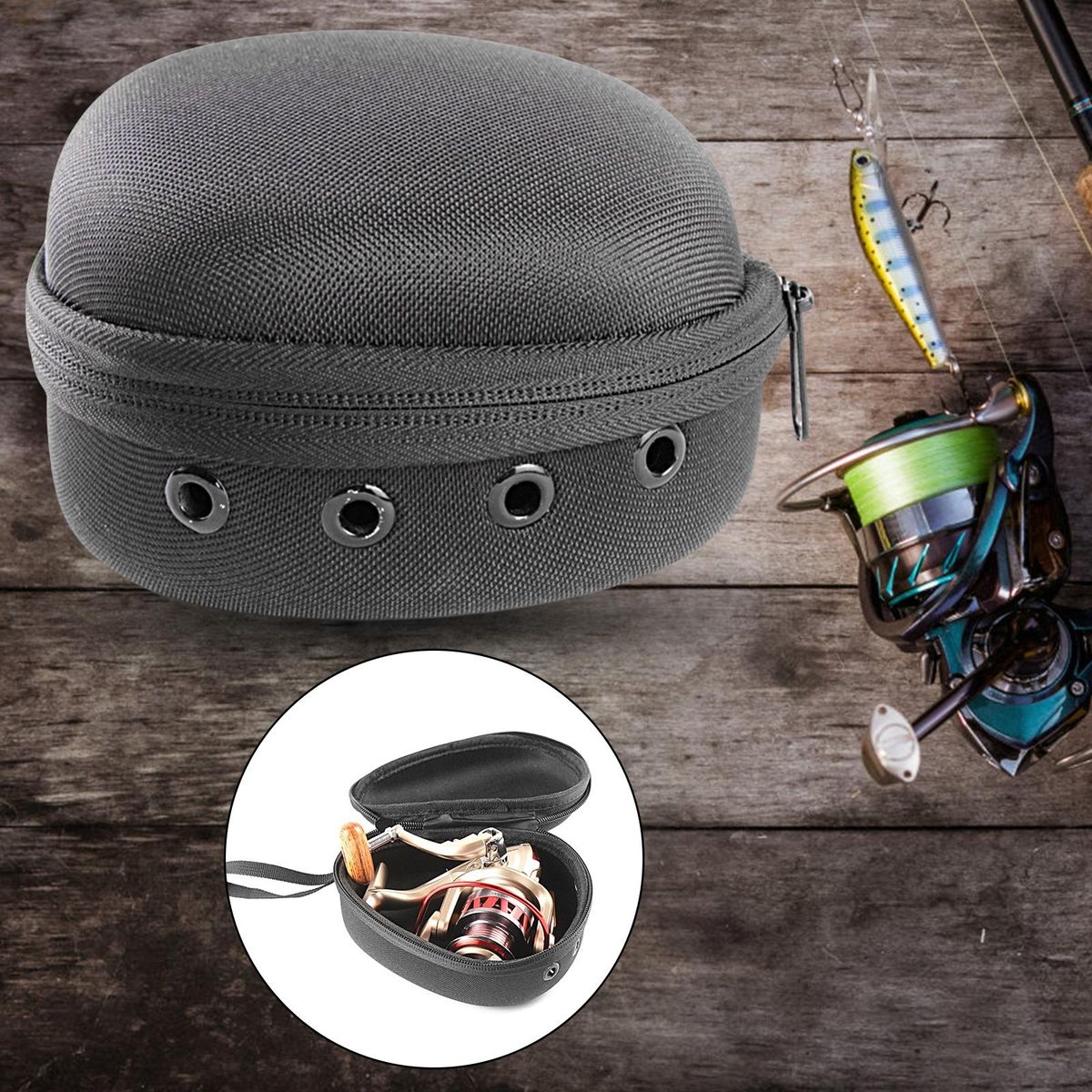 Spinning Reel Case Fishing Reel Pack Protective Case Cover Angling Tool Black