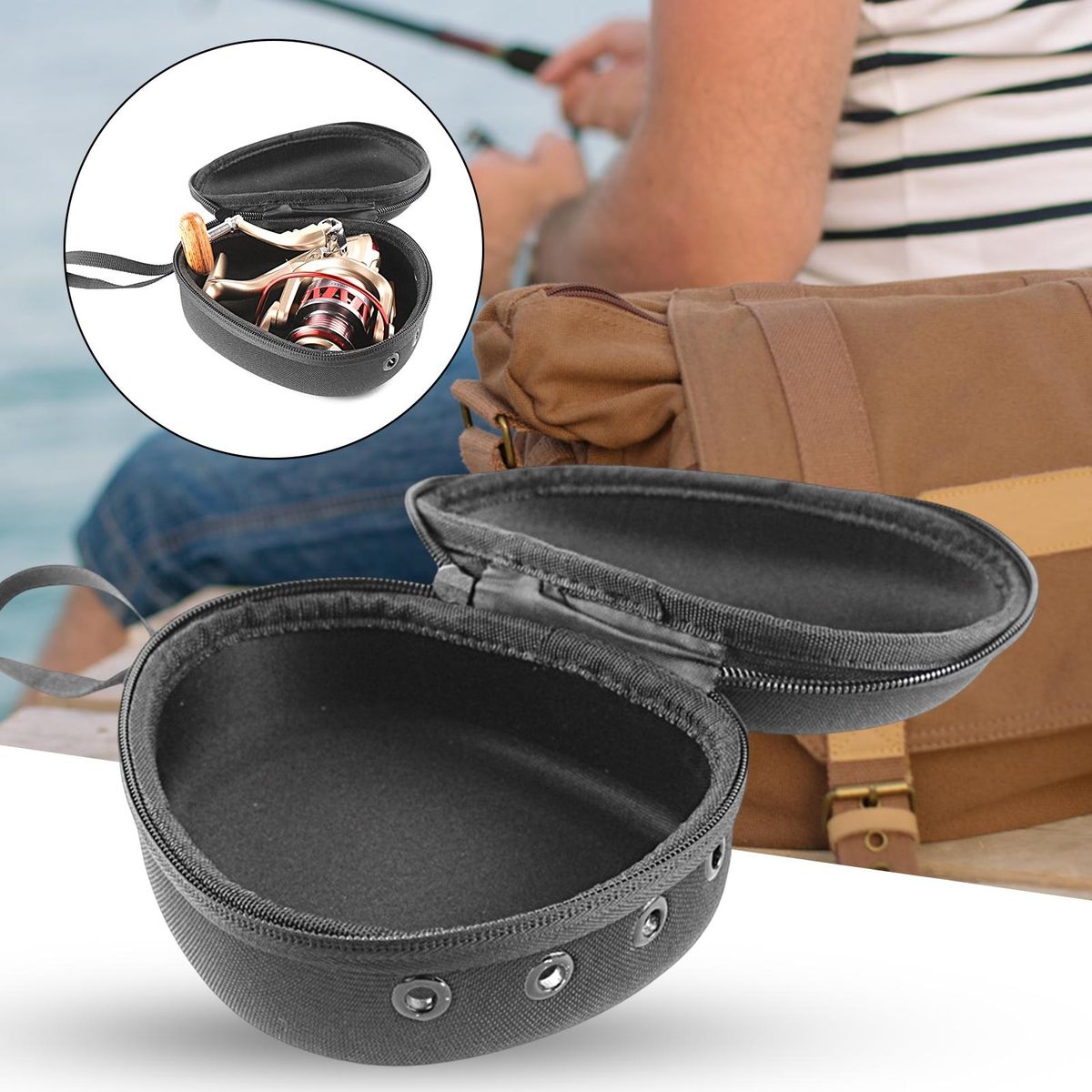 Spinning Reel Case Fishing Reel Pack Protective Case Cover Angling Tool Black