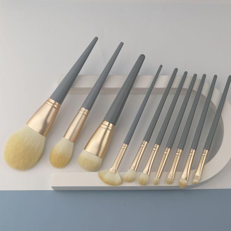 Makeup Brush Full Set Cangzhou 10 Sets Novice Brush Face Powder Brush Eyebrow Brush Foundation Animal Hair Tools