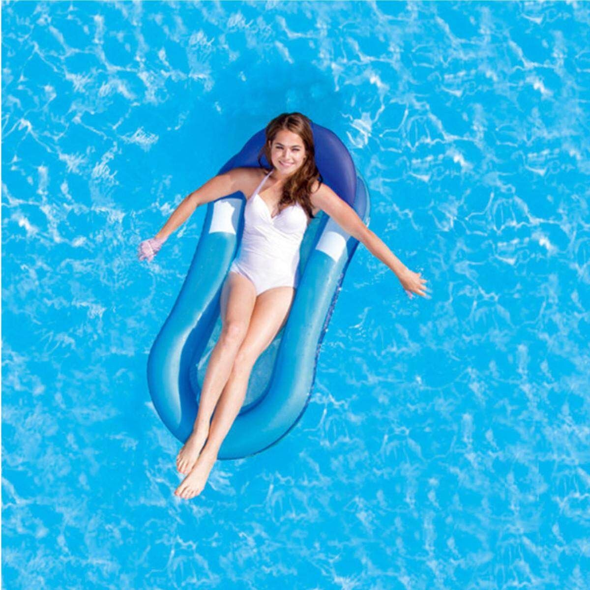 Summer Inflatable Swimming Pool Float Raft Tube Hammock Lounge Bed Chair Adult Water Sport Toy Bed Blue
