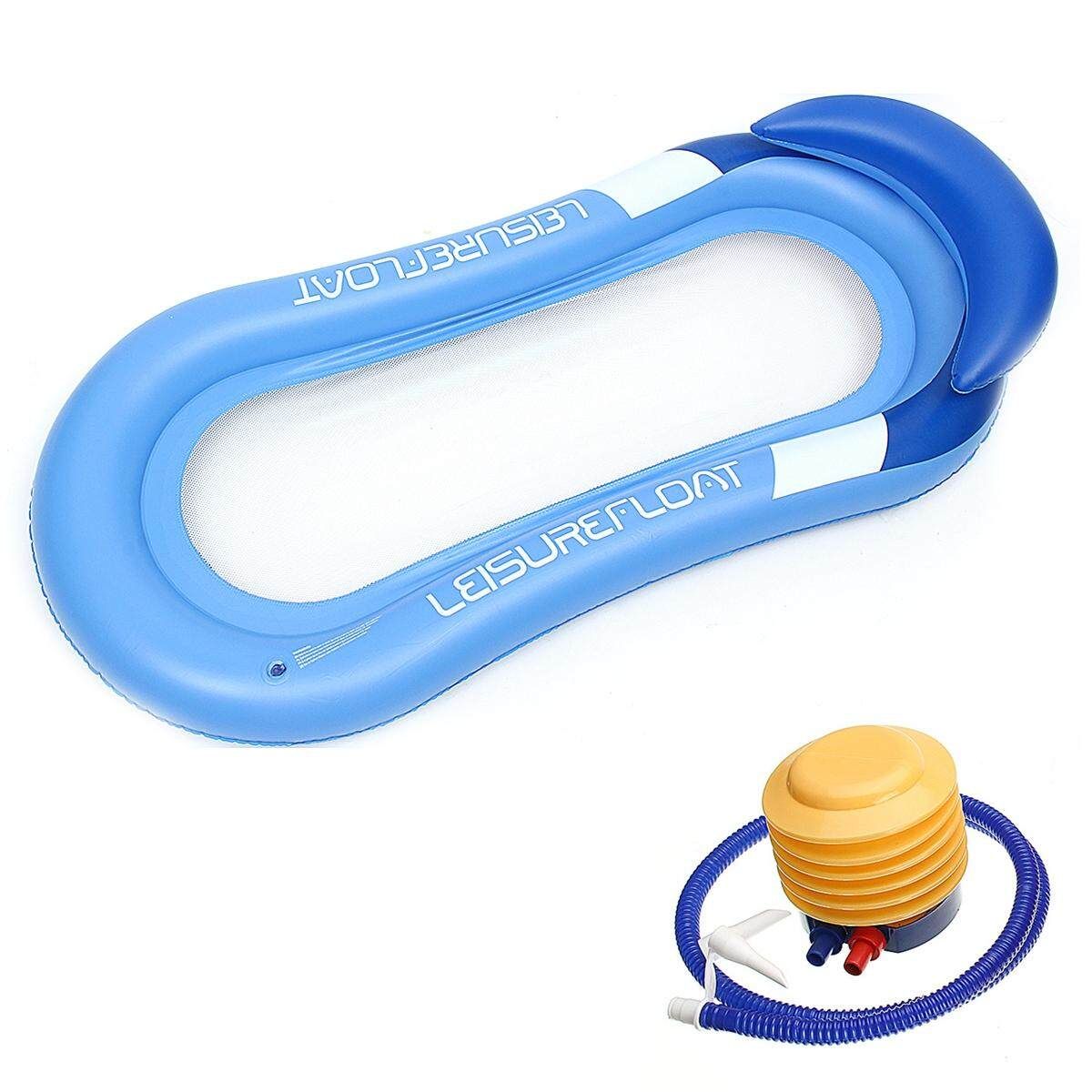 Summer Inflatable Swimming Pool Float Raft Tube Hammock Lounge Bed Chair Adult Water Sport Toy Bed Blue
