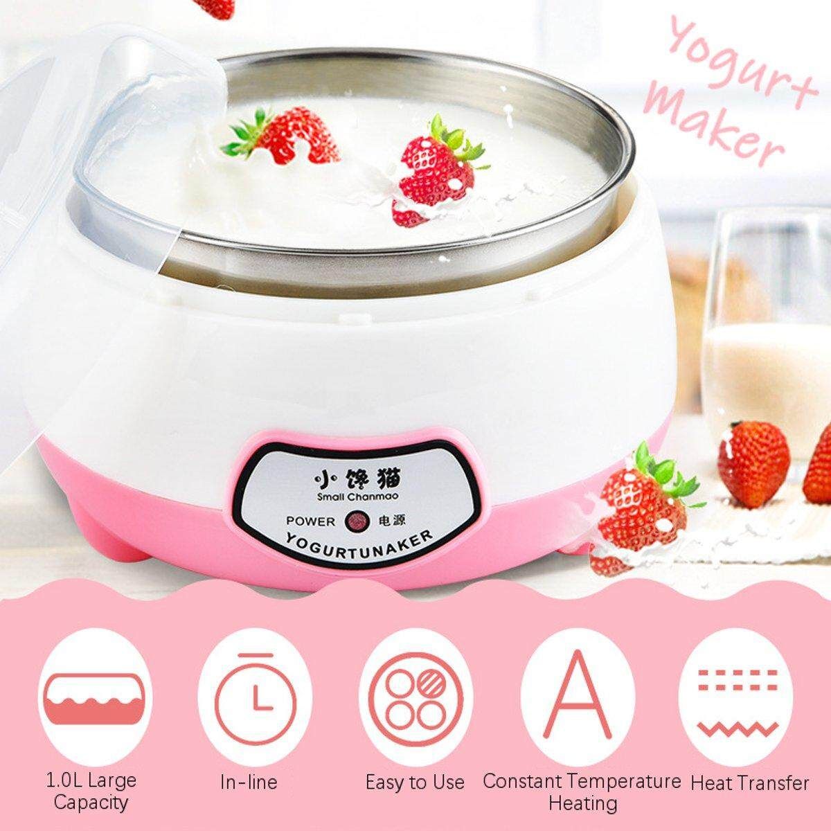 Stainless Steel Electronic Automatic Yogurt Maker Container Kitchen Machine DIY