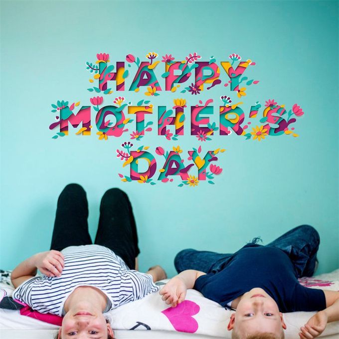 Mother's Day Su Lies Sti Ker PV  Material Waterproof Flat Wall Sti Ker-AF5933-36X60CM