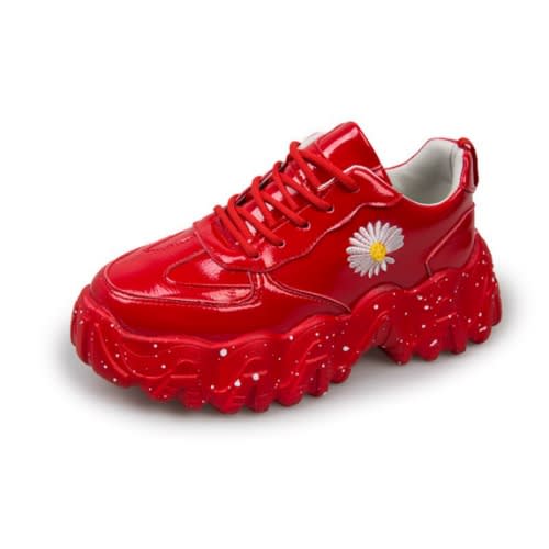 Women's Thick Sole Sneakers - Red