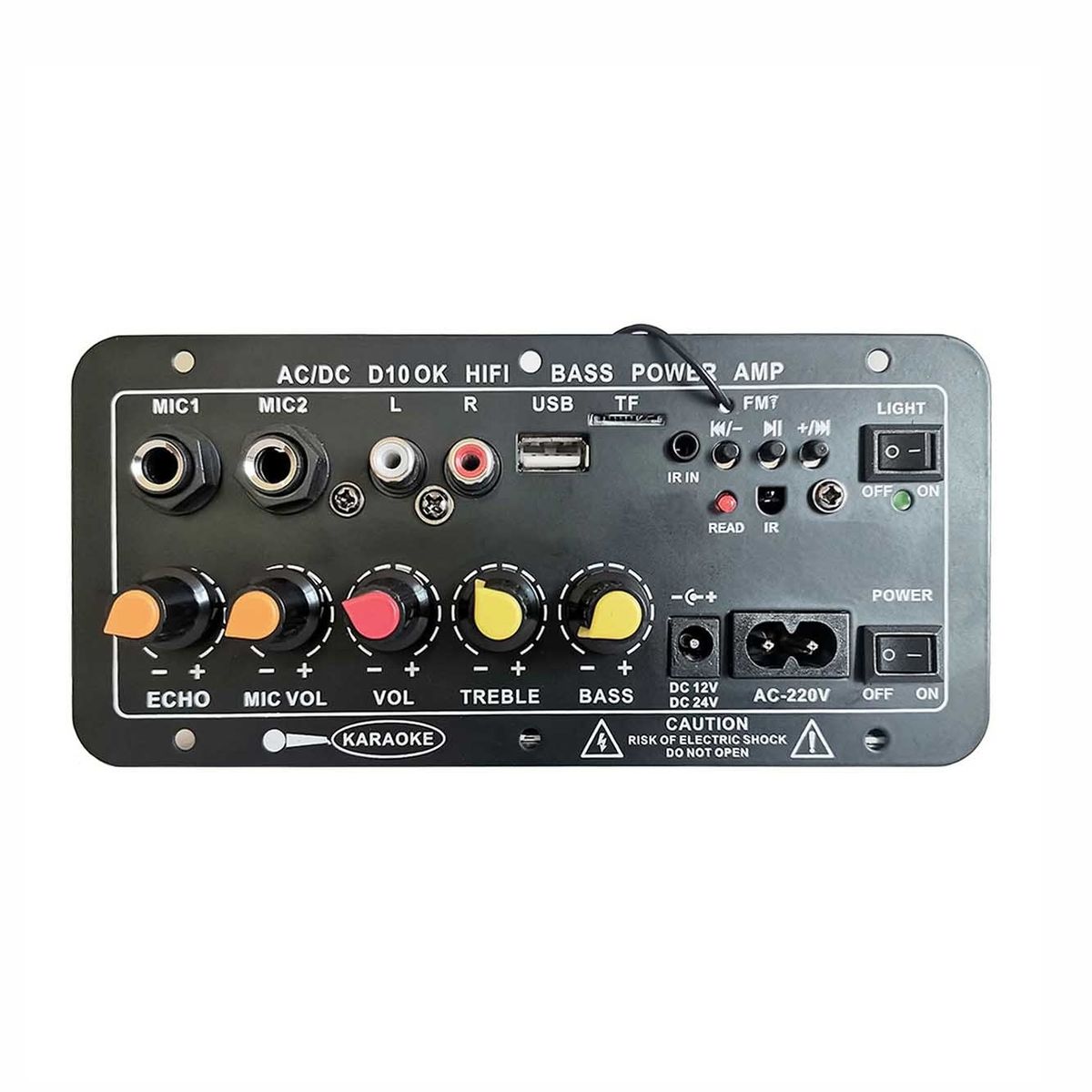 AC 220V 12v 24v Digital Bluetooth Stereo Amplifier Board Subwoofer Dual Microphone Karaoke Amplifiers For 8-12 Inch Speaker