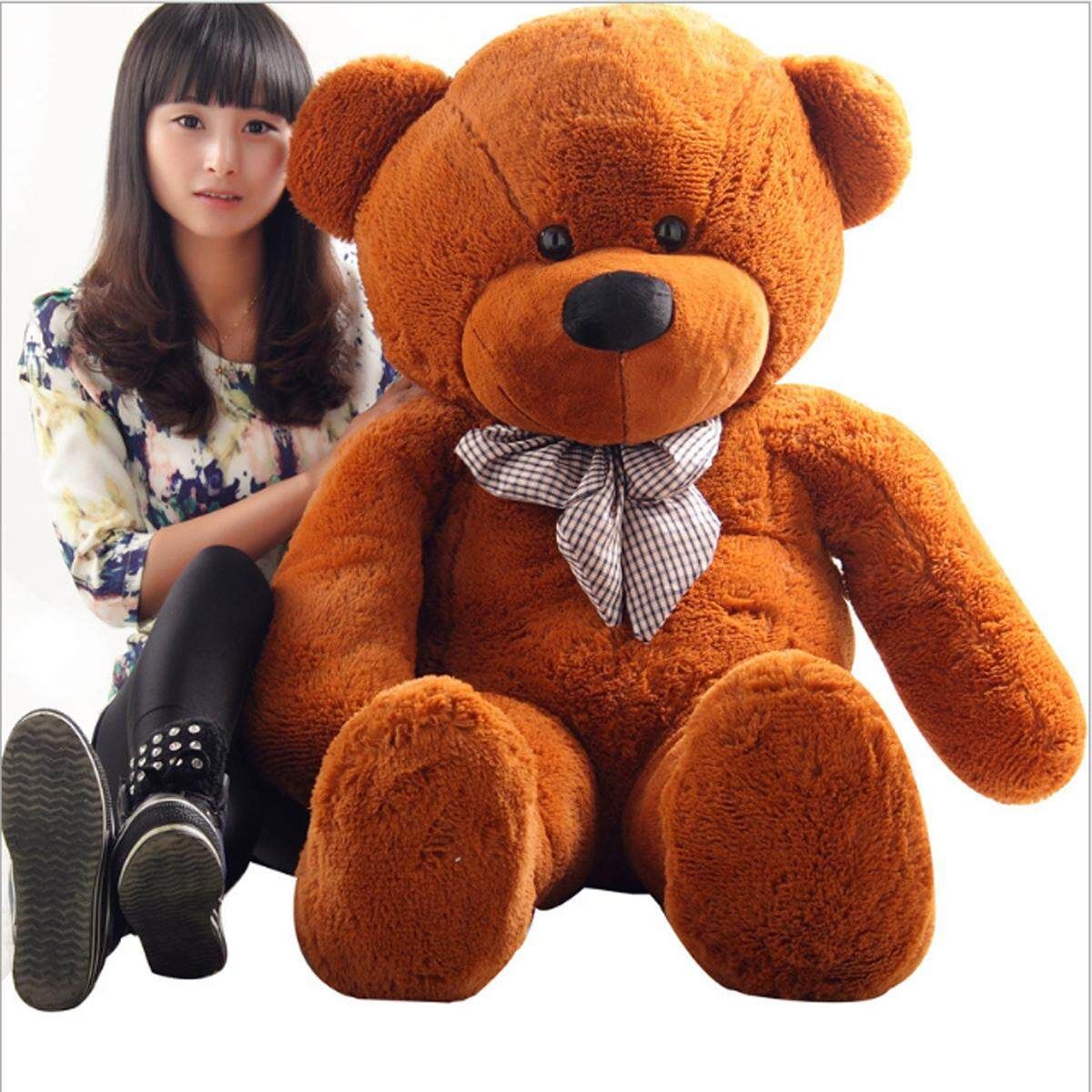 2M Teddy Bears Giant Huge Cuddly Stuffed Plush Animal Doll Brown Christmas Gift Dark Brown 80cm Dark Brown 80 Cm