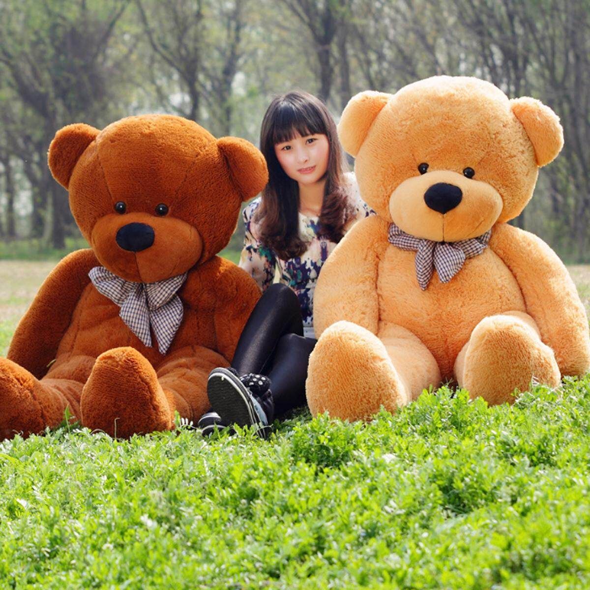 2M Teddy Bears Giant Huge Cuddly Stuffed Plush Animal Doll Brown Christmas Gift Dark Brown 80cm Dark Brown 80 Cm