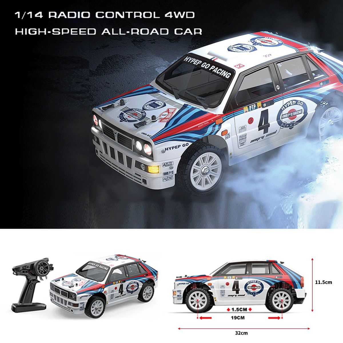 Remote Control Drift Car Remote Control Car 1/14 2.4GHz High Speed 42km/h 4WD Vehicle Gifts for Kids Adults 2845 3700KV Brushless Motor with 3 Battery