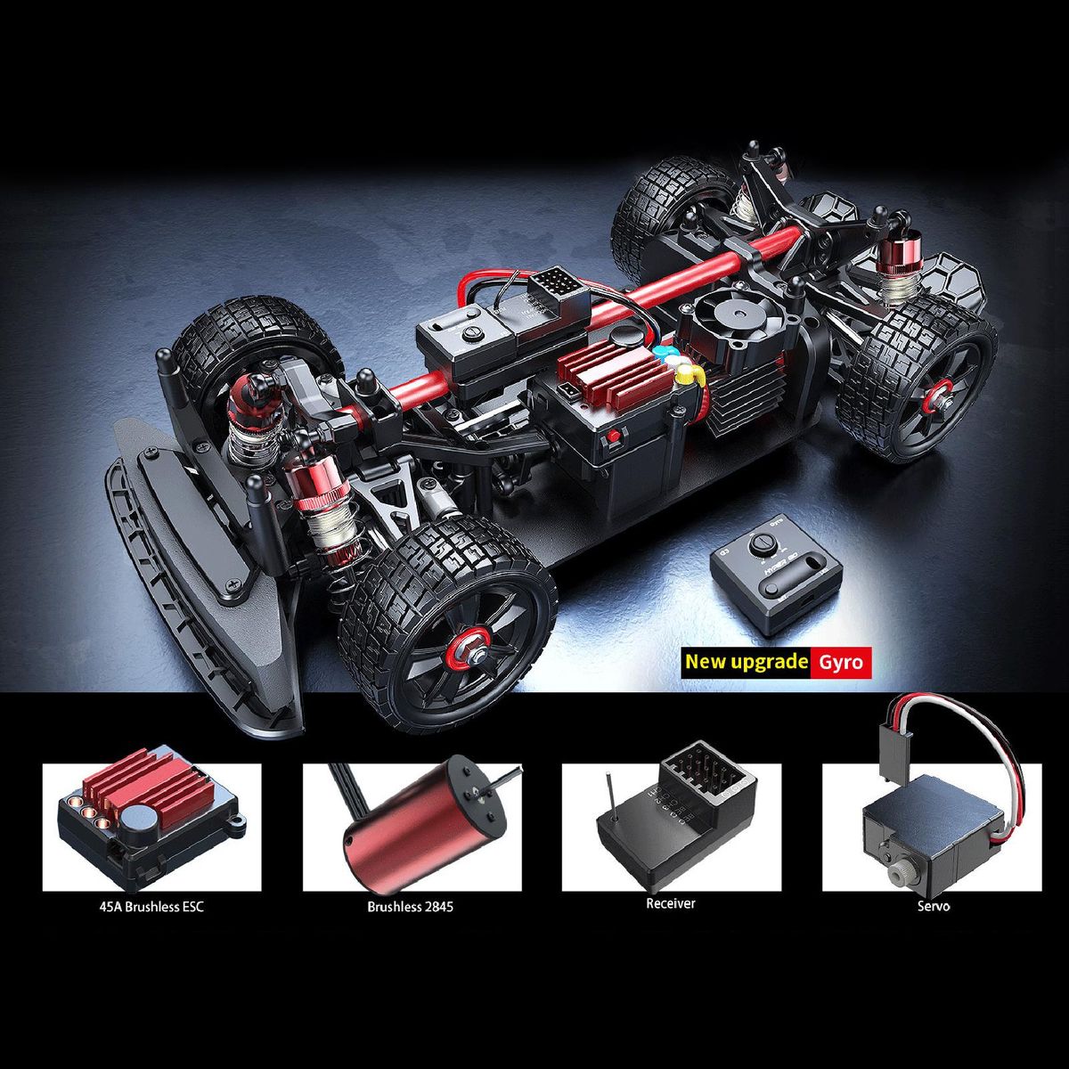 Remote Control Drift Car Remote Control Car 1/14 2.4GHz High Speed 42km/h 4WD Vehicle Gifts for Kids Adults 2845 3700KV Brushless Motor with 3 Battery