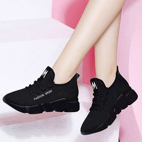 Breathable Unisex Sports Sneakers - Black