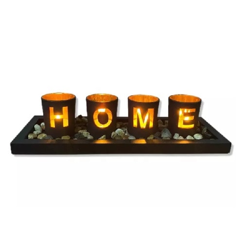 4 Pcs Home Candle Holder Set With Tray
