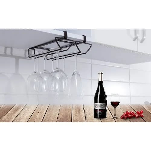 Wine Glass Cabinet Hanger Storage Rack - Black
