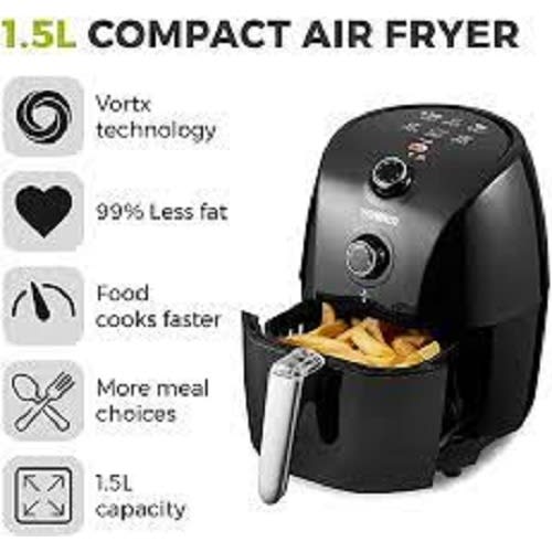 Compact Air Fryer With Rapid Air Circulation -1.5L - 900W - Black.