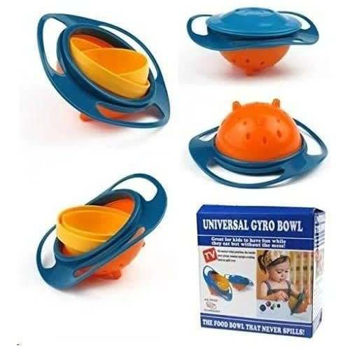 360-degree Rotation Spill Resistant Gyro Bowl With Lid
