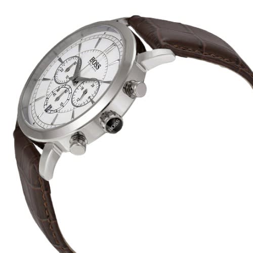 Jet Silver / Brown Leather Chronograph Men's Watch