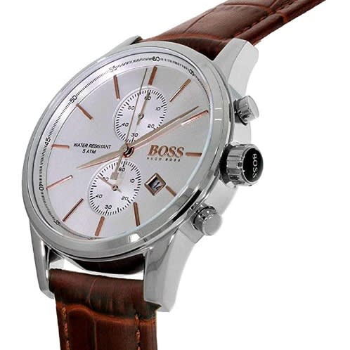 Jet Silver / Brown Leather Chronograph Men's Watch