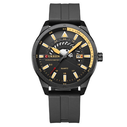 Men Silicon Strap Watch - Black
