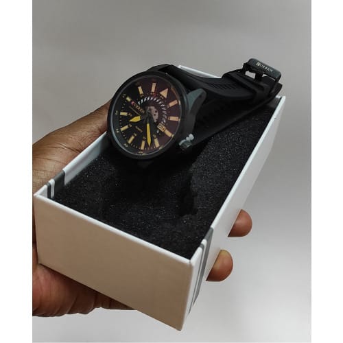 Men Silicon Strap Watch - Black