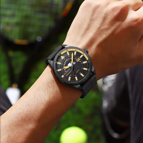 Men Silicon Strap Watch - Black