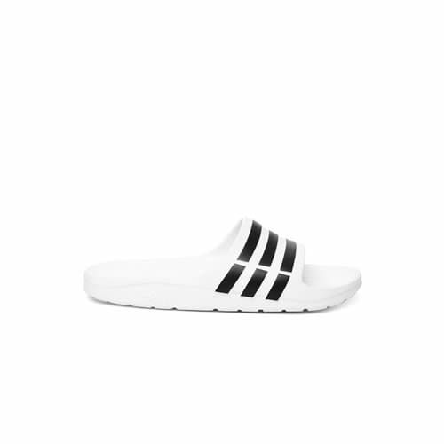 Men's Duramo Solar Soft Slide White With Black Stripes