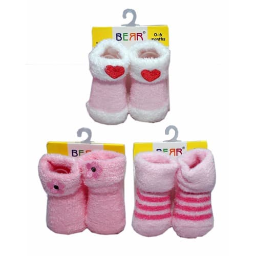 Cute Booties Sock- Pink- Pack of 3