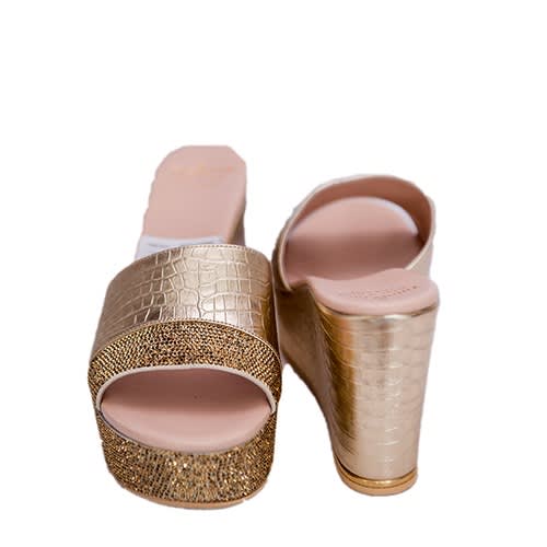 Gold Wedge Slippers
