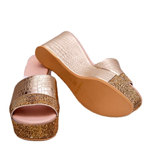 Gold Wedge Slippers