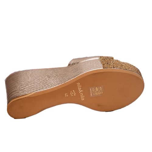 Gold Wedge Slippers