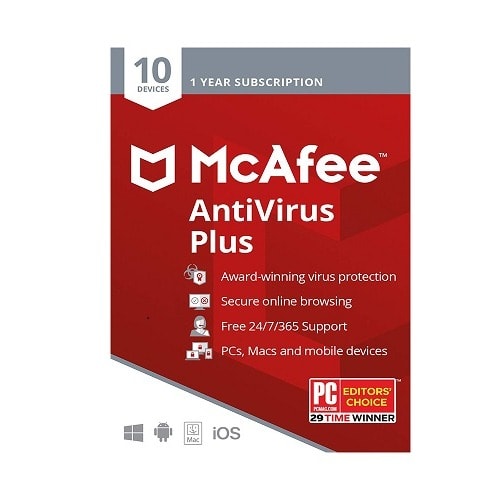 Mcafee Antivirus Plus - 10 Pc's - 1 Year