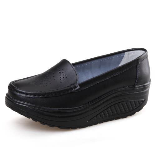 Ladies Suede T-bar Sneakers- Black
