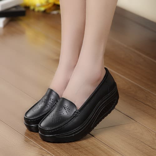 Ladies Suede T-bar Sneakers- Black