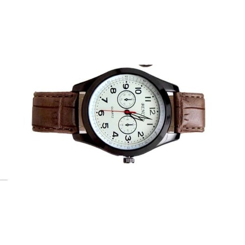Leather Wrist Watch With Bracelet-Brown