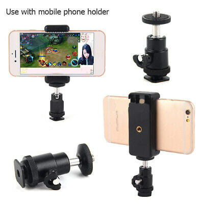 1/4 Inch Hot Shoe Tripod Head + Tripod Stand Clamp For Mobile Phones