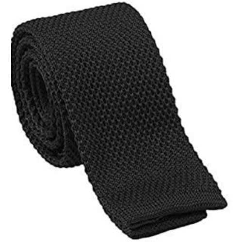 Men's Knitted Long Tie  - Black