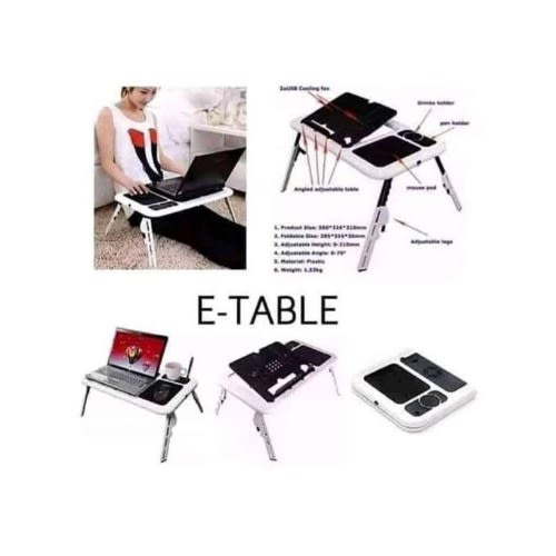 Adjustable E-table Laptop Stand With Cooling Fan