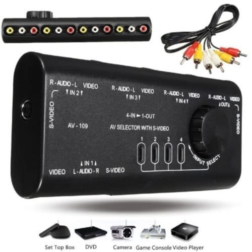 4 Way Game Selector Video Audio  Av Rca Switcher+cable