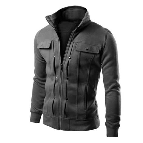 Fleece Full Zip Jackets Cardigan - Grey