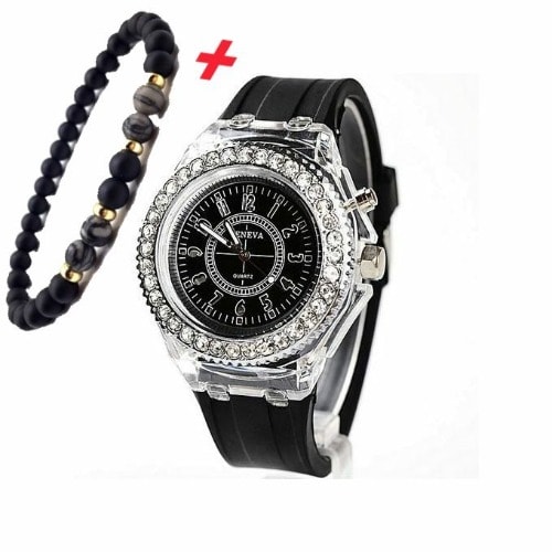 Geneva Waterproof Wrist Watches & Bead Bracelet